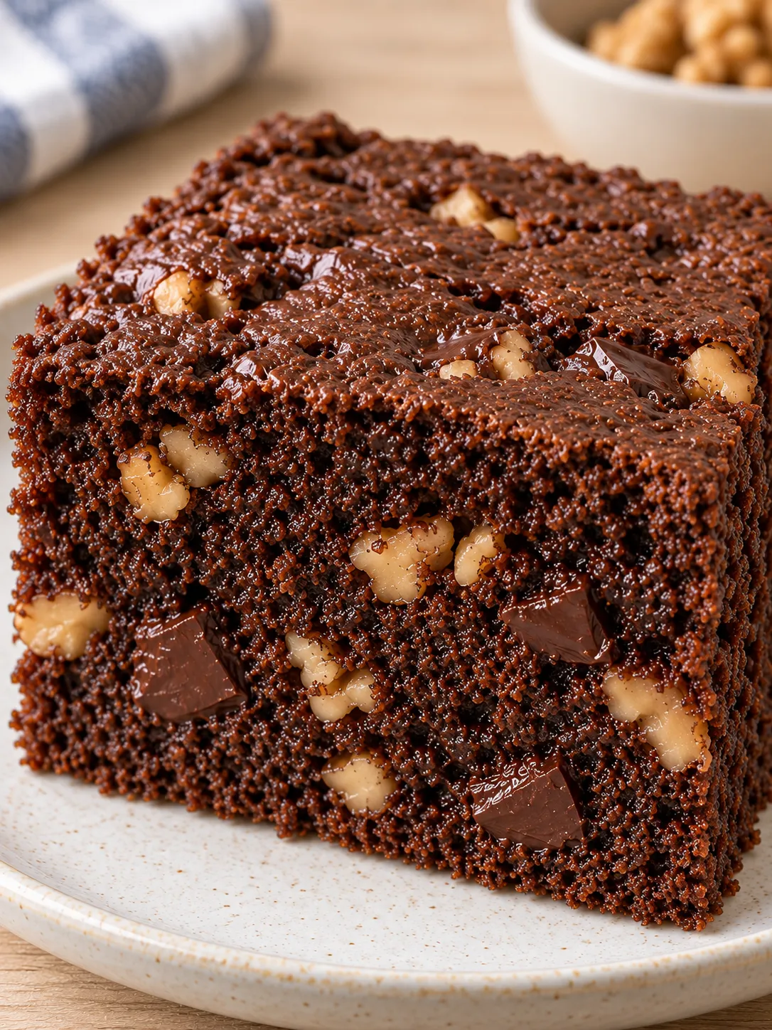 Chocolate sheet cake with coffee and walnuts — dark chocolate