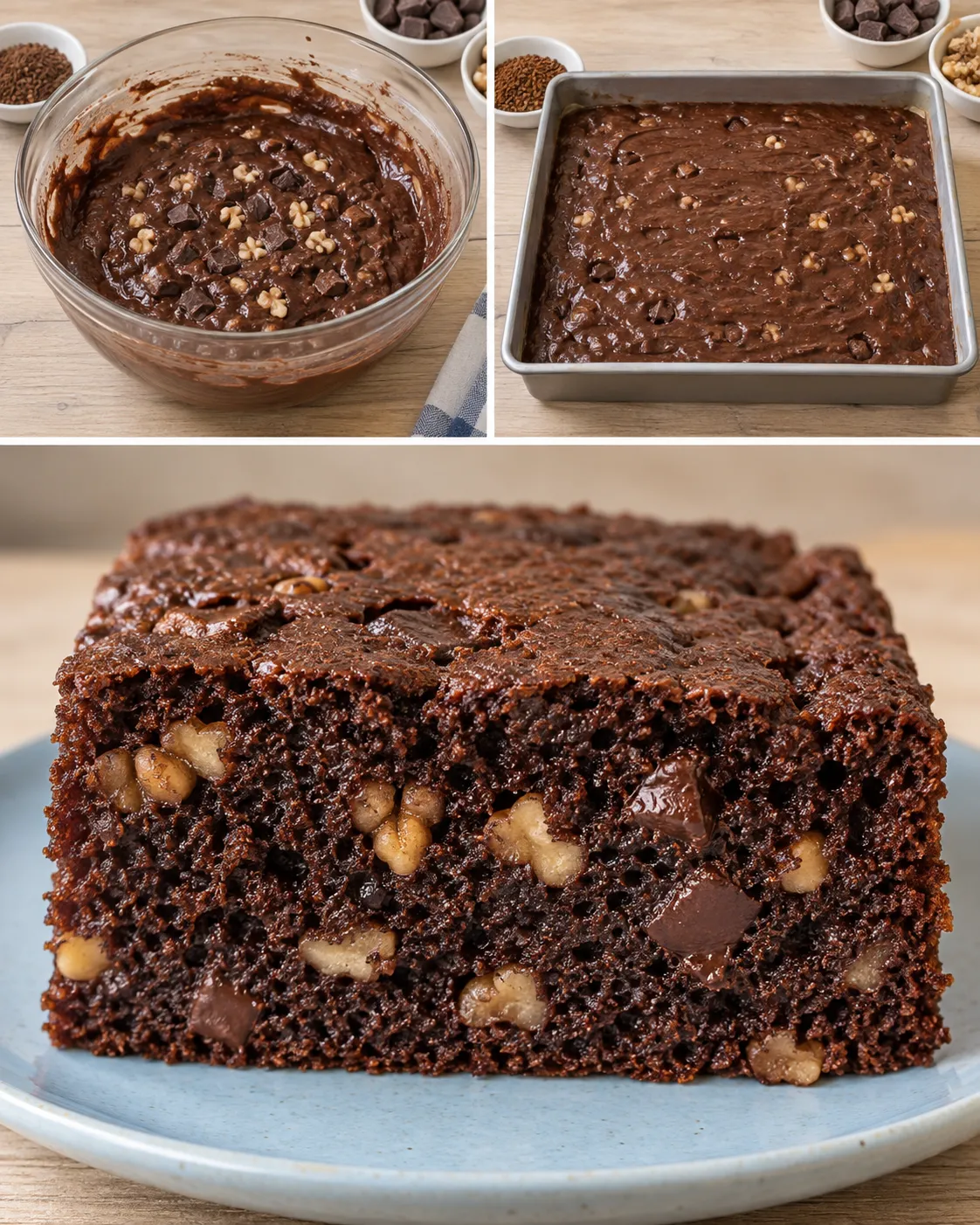 Chocolate sheet cake with coffee and walnuts — dark chocolate