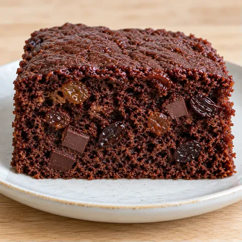 Chocolate sheet cake with vanilla and raisins — dark chocolate