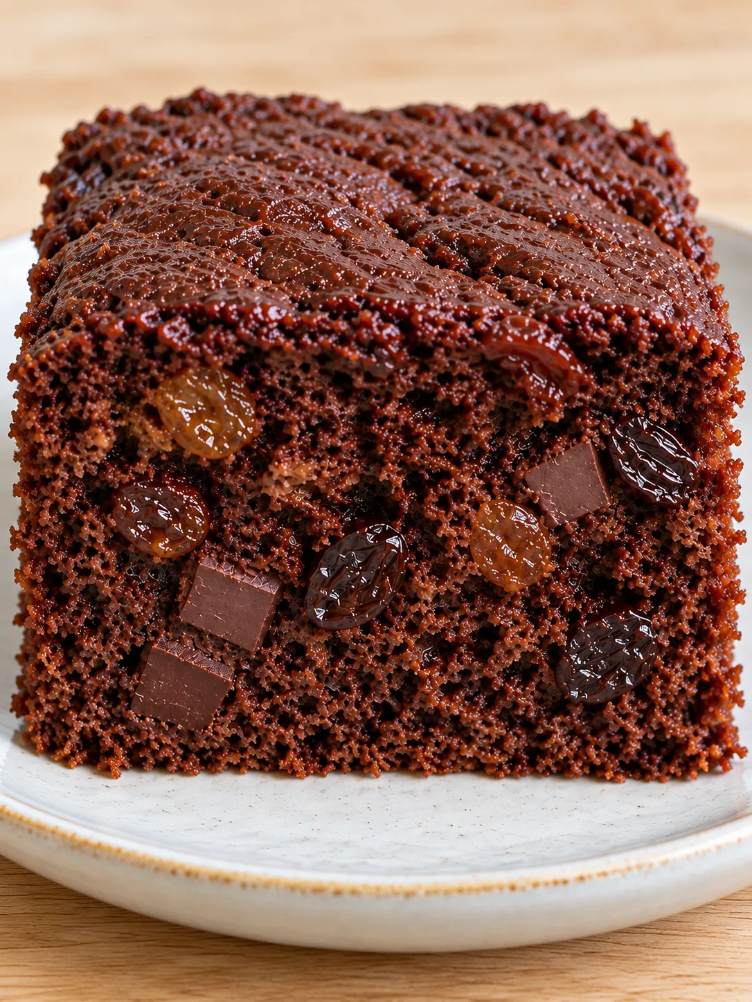 Chocolate sheet cake with vanilla and raisins — dark chocolate