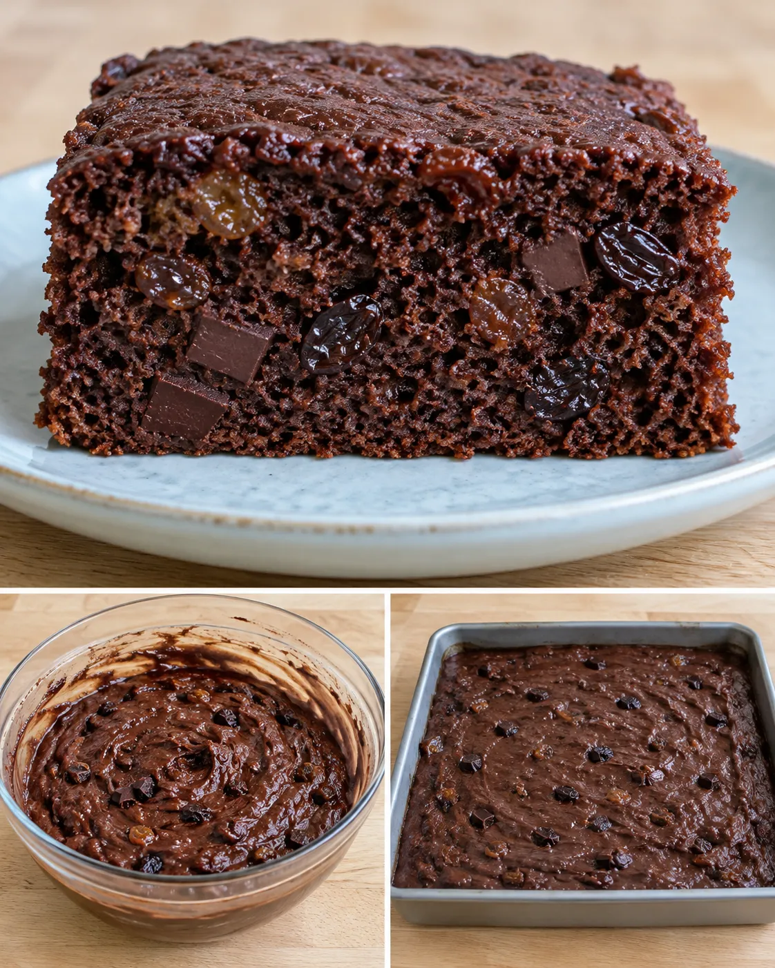 Chocolate sheet cake with vanilla and raisins — dark chocolate