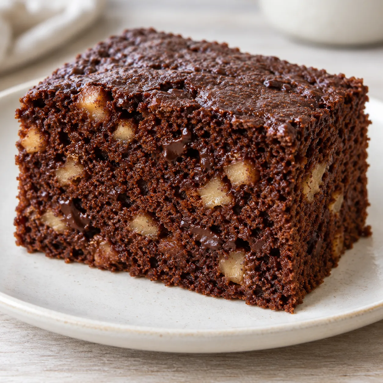 Chocolate sheet cake with cinnamon and apple — dark chocolate