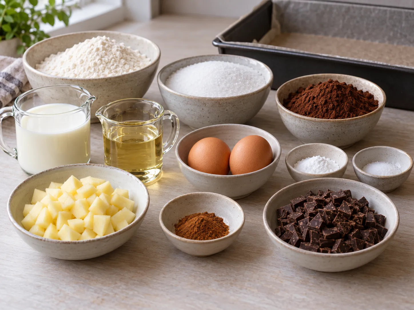all-purpose wheat flour, unsweetened cocoa powder, granulated sugar, baking powder