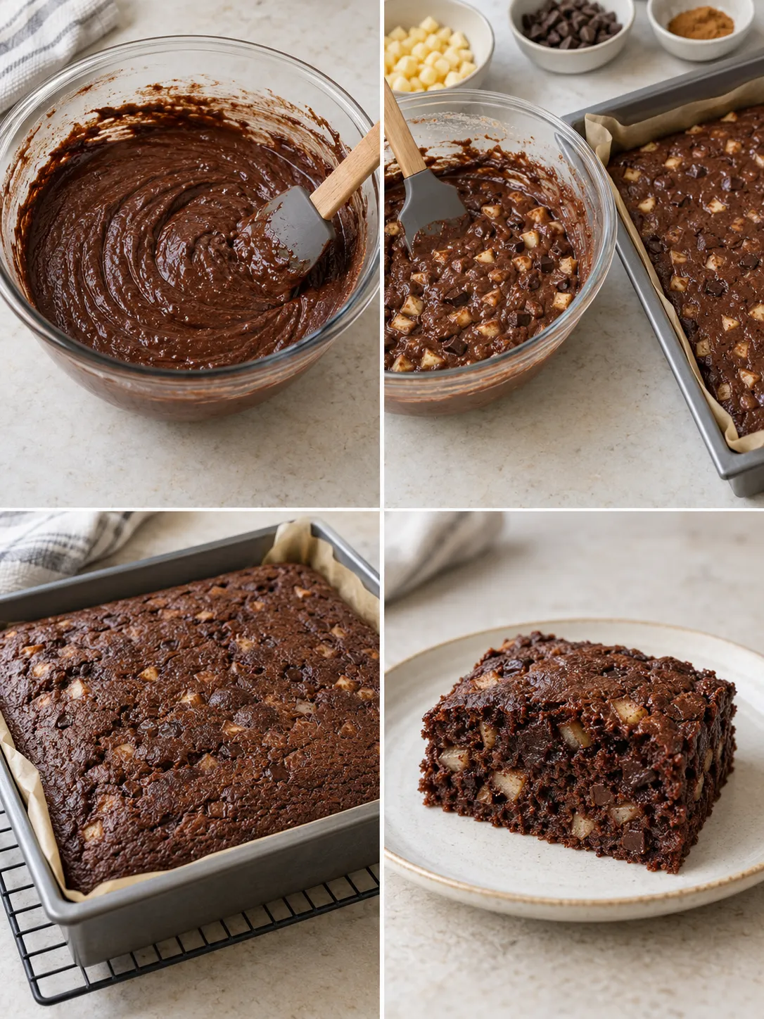 Chocolate sheet cake with cinnamon and apple — dark chocolate
