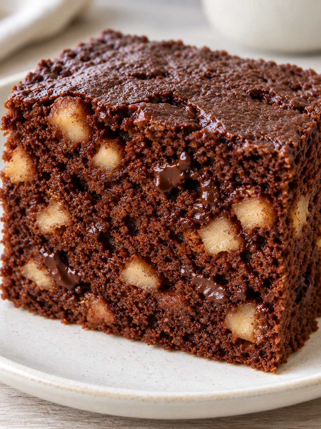 Chocolate sheet cake with cinnamon and apple — dark chocolate