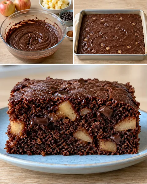 Chocolate sheet cake with cinnamon and apple — dark chocolate