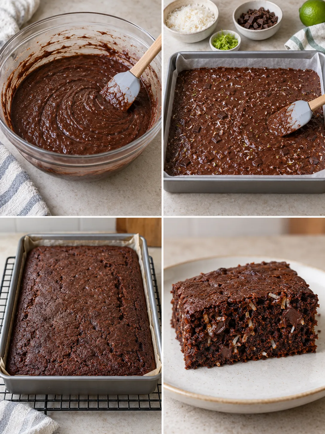 Chocolate sheet cake with coconut and lime — dark chocolate