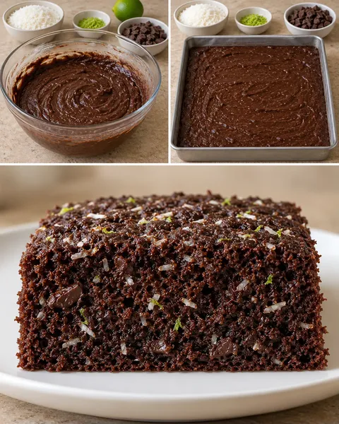 Chocolate sheet cake with coconut and lime — dark chocolate