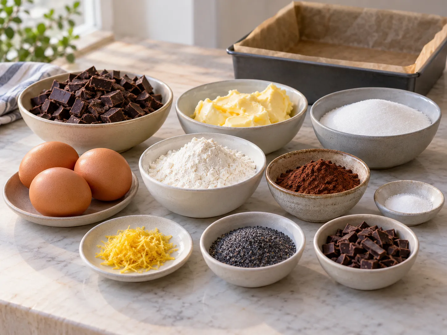 dark chocolate, chopped, unsalted butter, softened, granulated sugar, large eggs