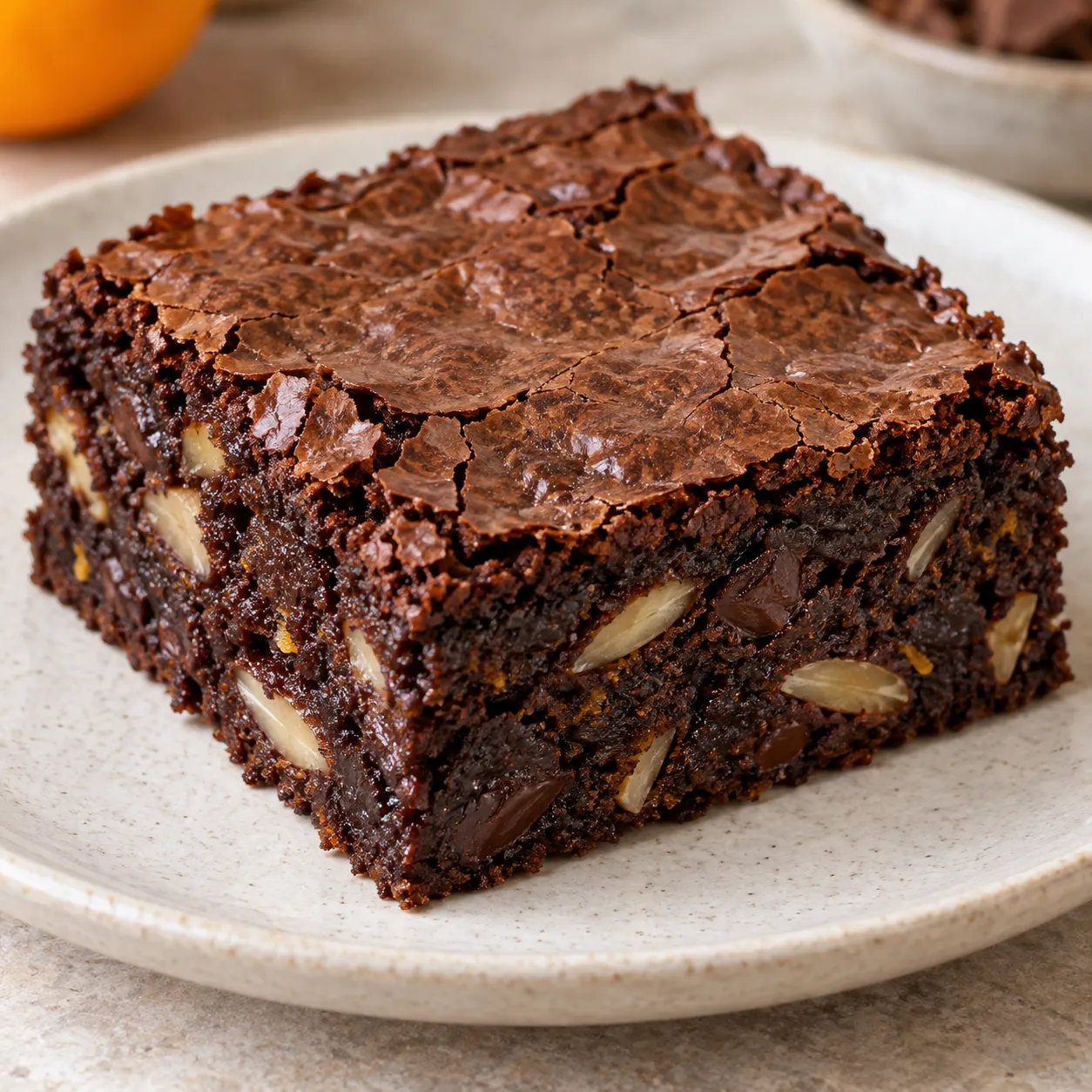 Brownies with orange and almonds — dark chocolate