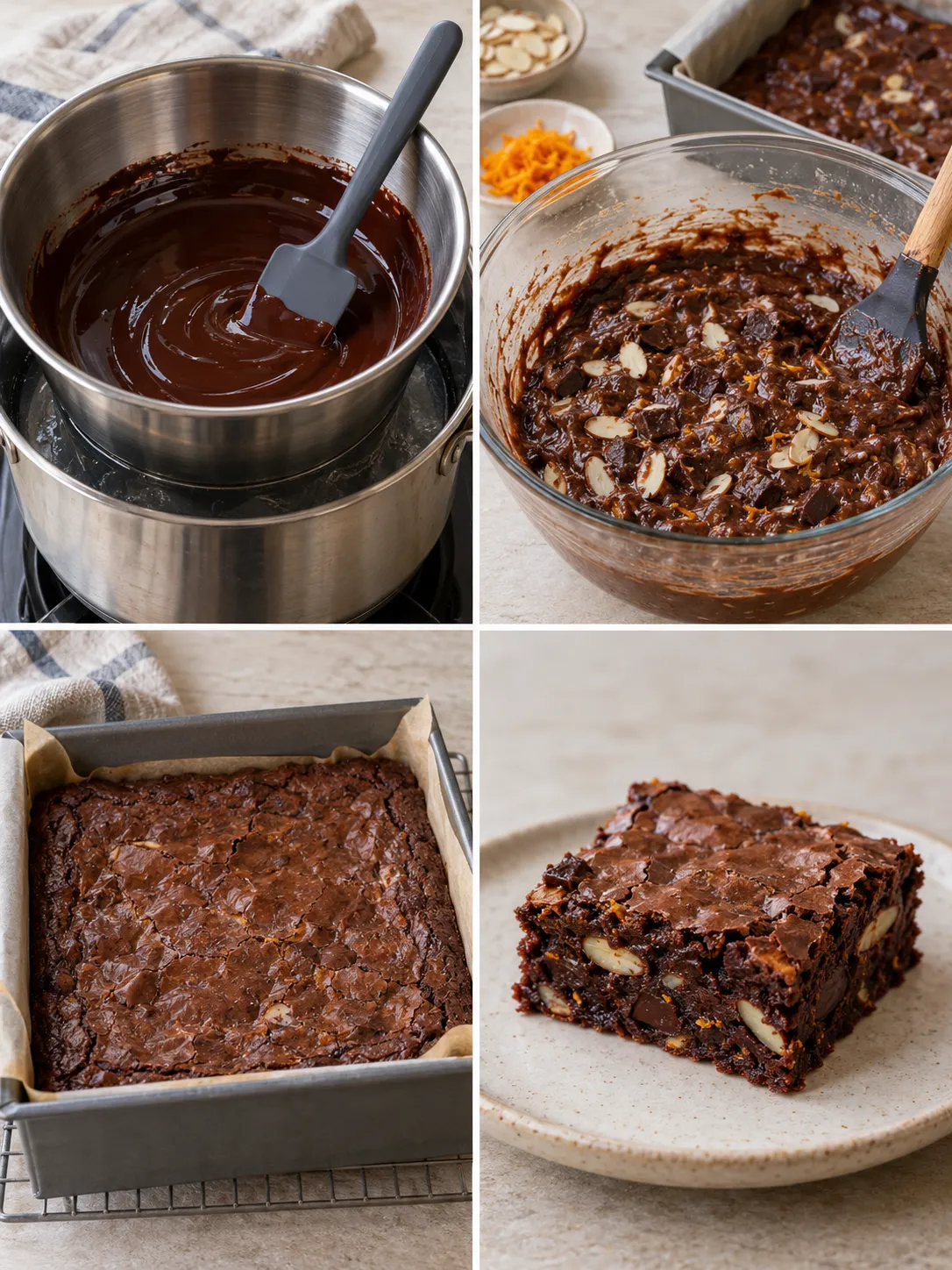 Brownies with orange and almonds — dark chocolate