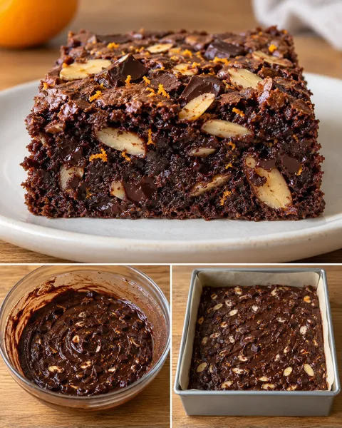 Brownies with orange and almonds — dark chocolate