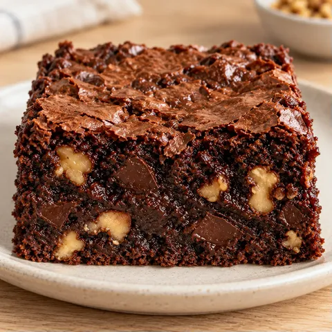 Brownies with coffee and walnuts — dark chocolate