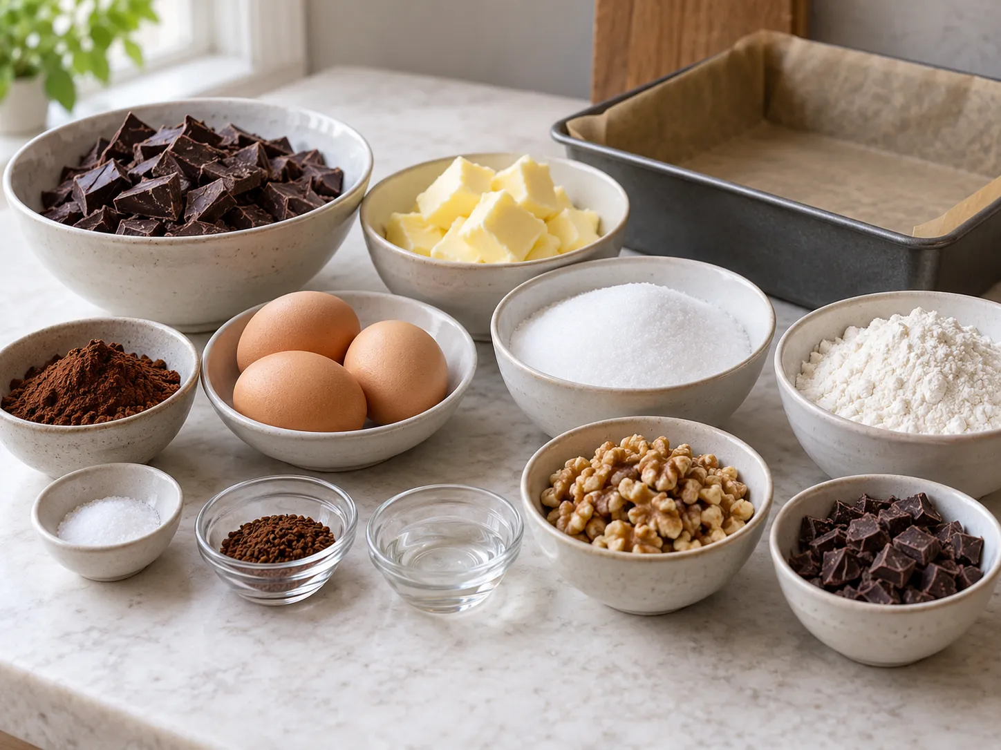 dark chocolate, chopped, unsalted butter, softened, granulated sugar, large eggs