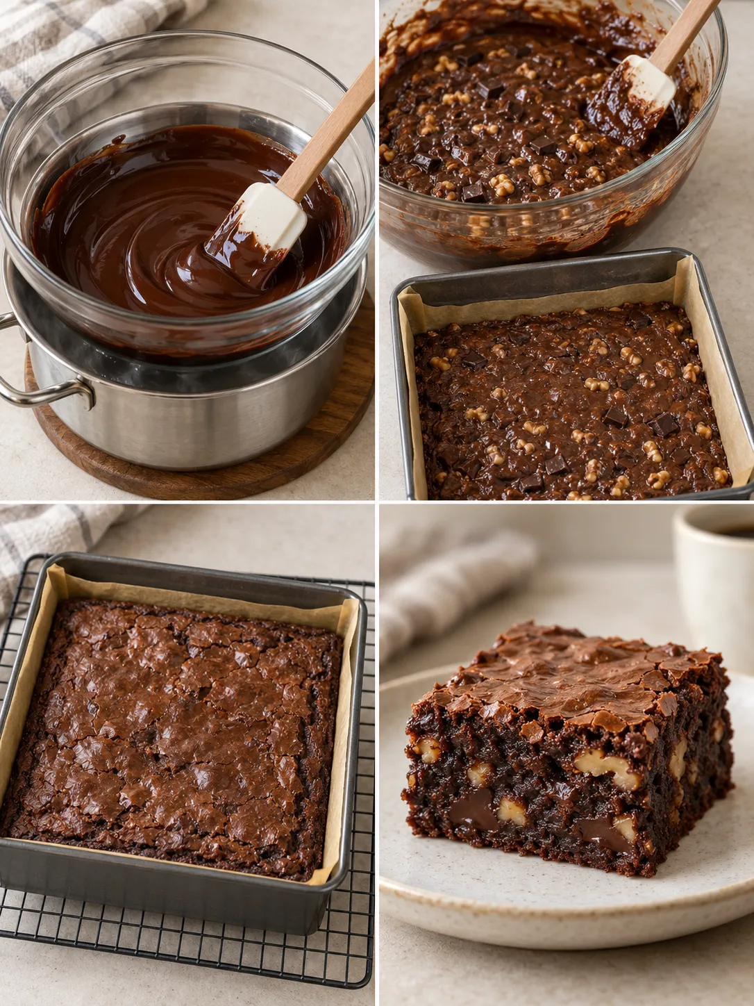 Brownies with coffee and walnuts — dark chocolate