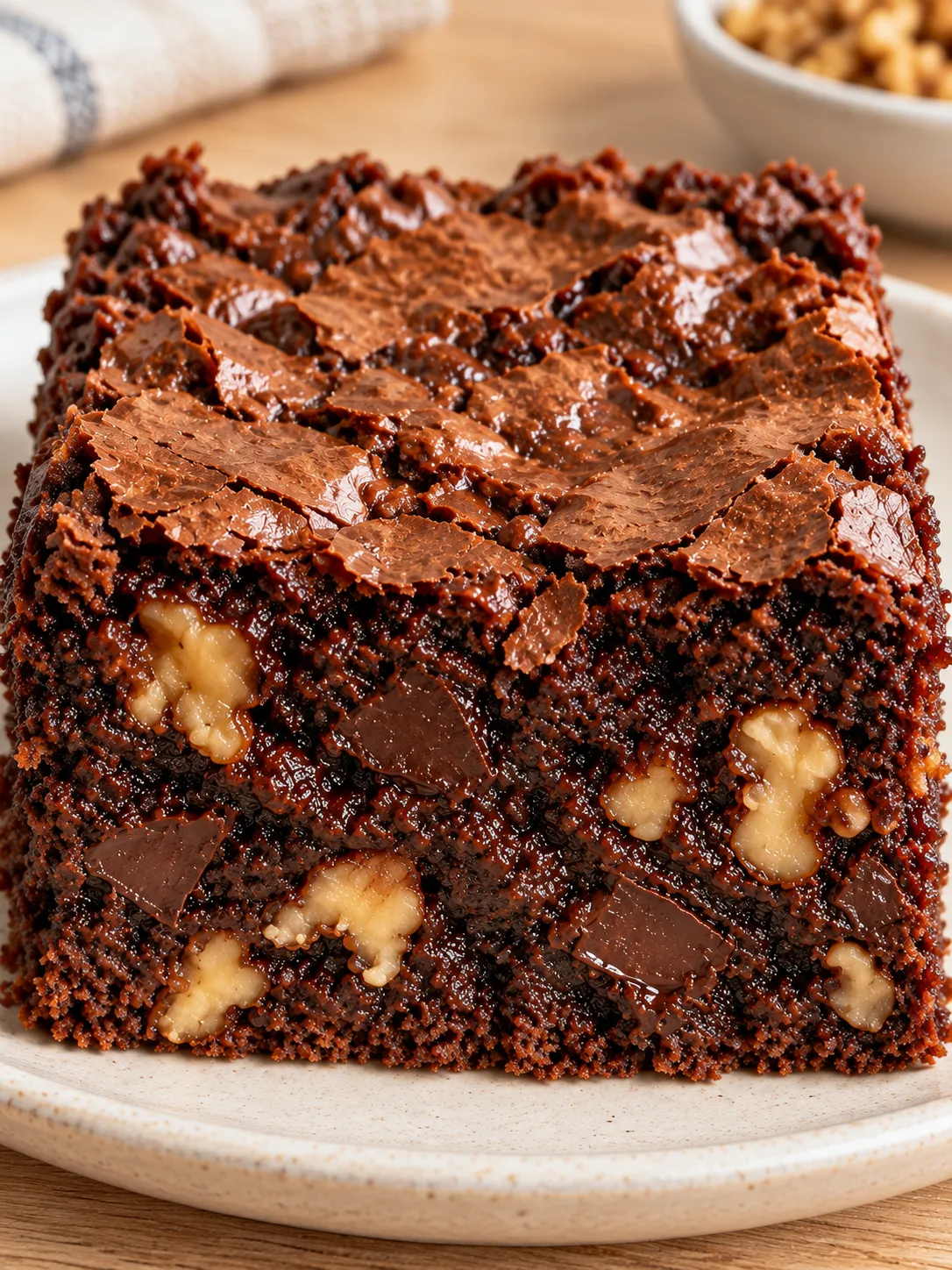 Brownies with coffee and walnuts — dark chocolate
