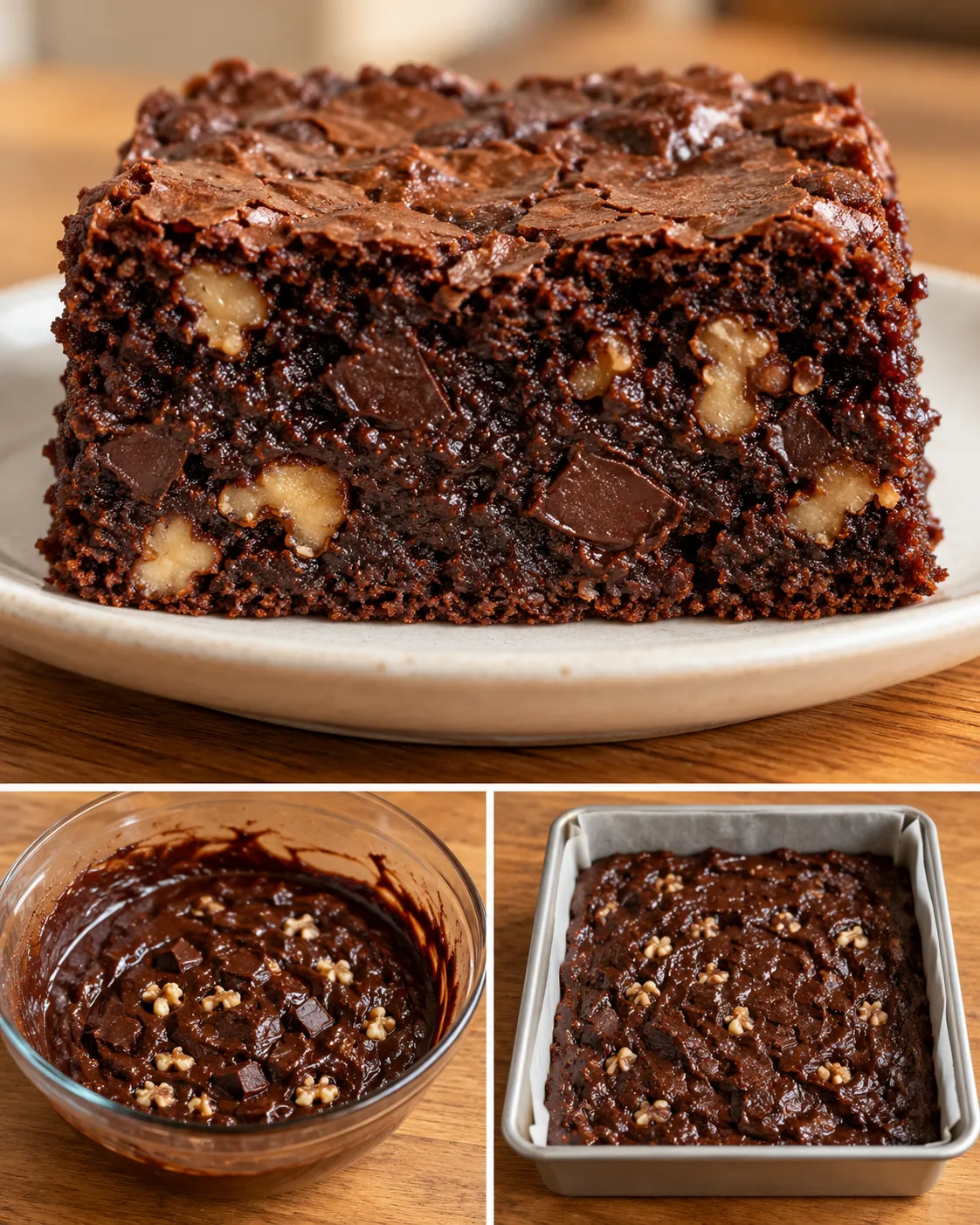 Brownies with coffee and walnuts — dark chocolate