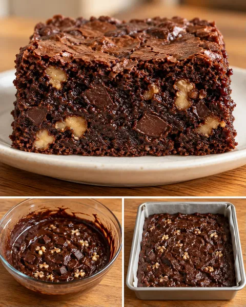 Brownies with coffee and walnuts — dark chocolate