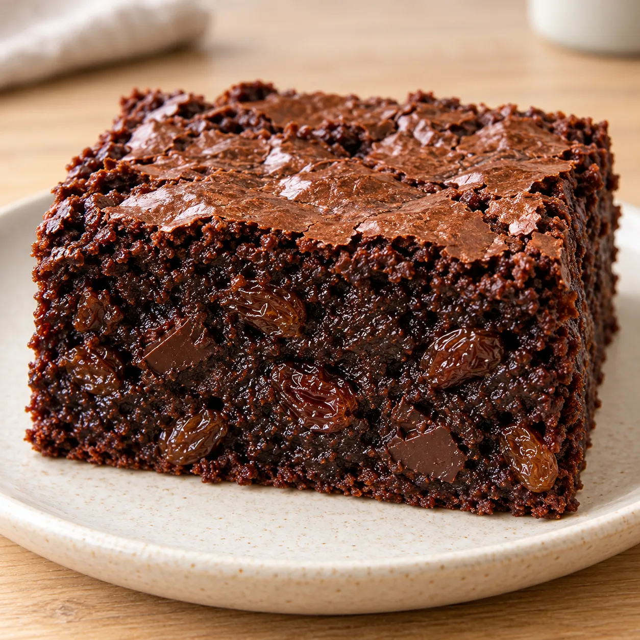 Brownies with vanilla and raisins — dark chocolate