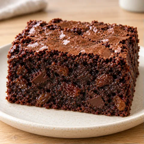 Brownies with vanilla and raisins — dark chocolate