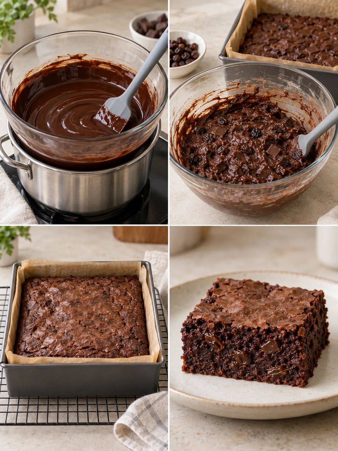 Brownies with vanilla and raisins — dark chocolate