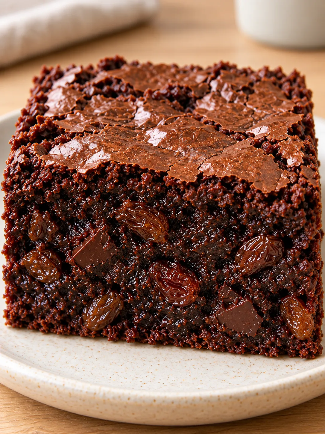 Brownies with vanilla and raisins — dark chocolate