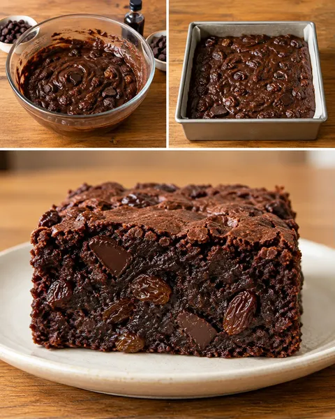 Brownies with vanilla and raisins — dark chocolate