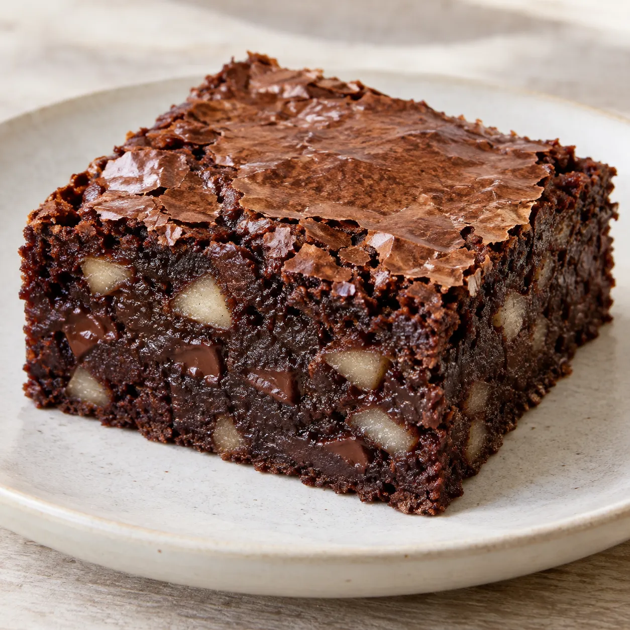 Brownies with cardamom and pear — dark chocolate