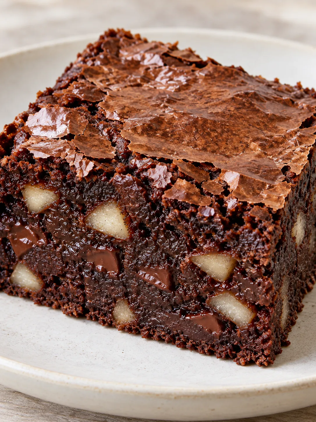 Brownies with cardamom and pear — dark chocolate