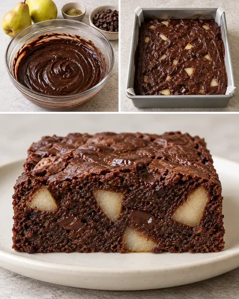 Brownies with cardamom and pear — dark chocolate