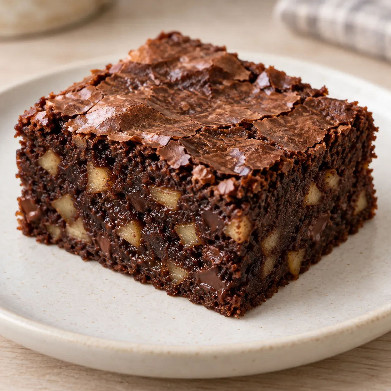 Brownies with cinnamon and apple — dark chocolate
