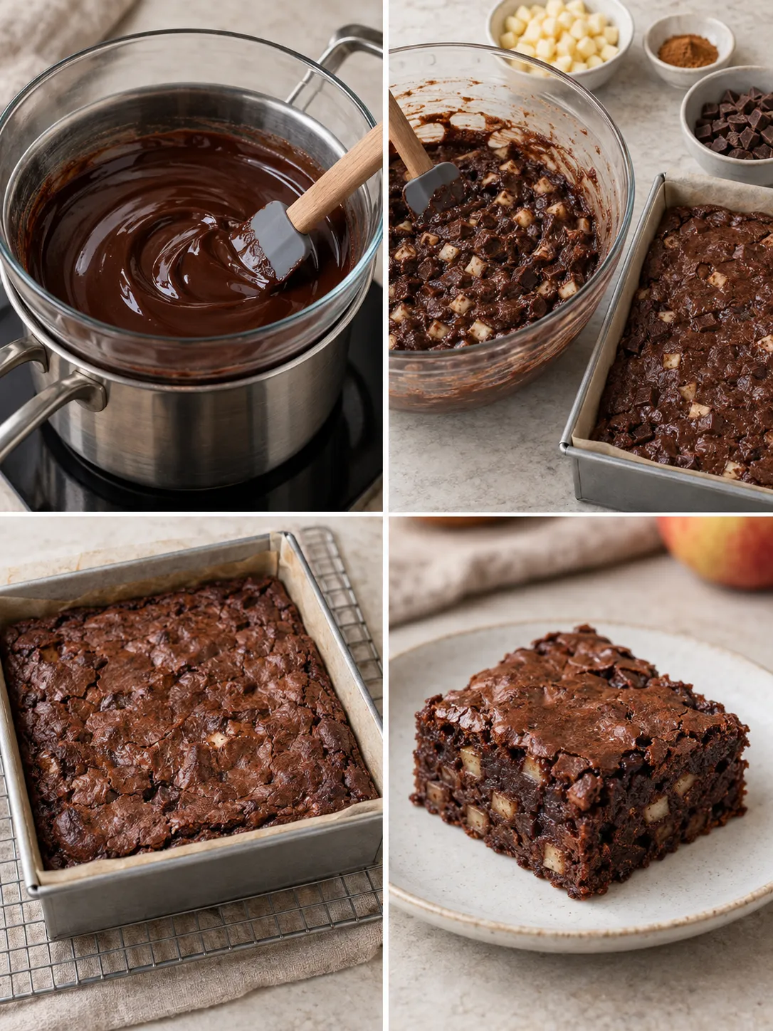 Brownies with cinnamon and apple — dark chocolate