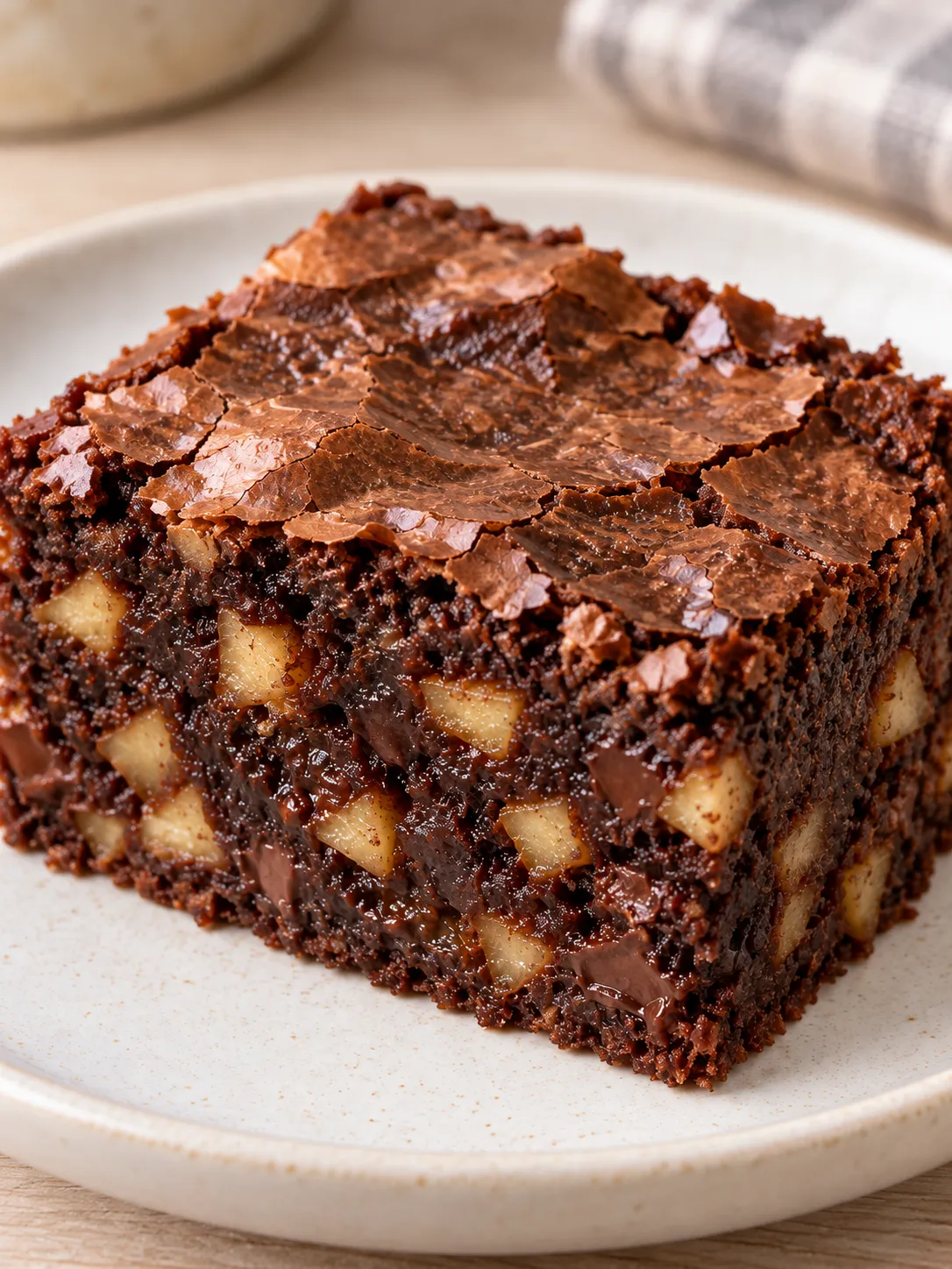 Brownies with cinnamon and apple — dark chocolate