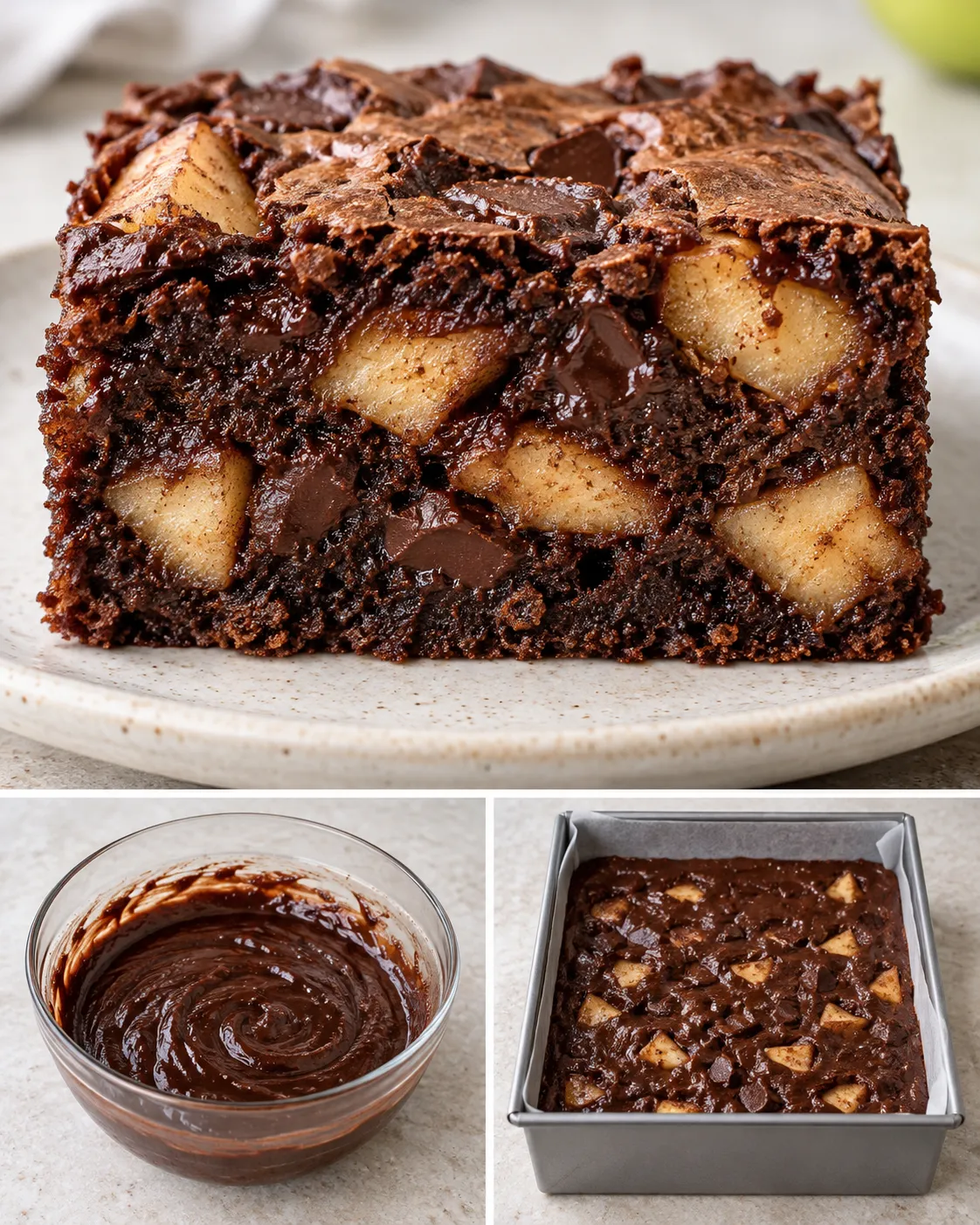Brownies with cinnamon and apple — dark chocolate