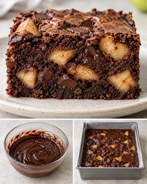 Brownies with cinnamon and apple — dark chocolate