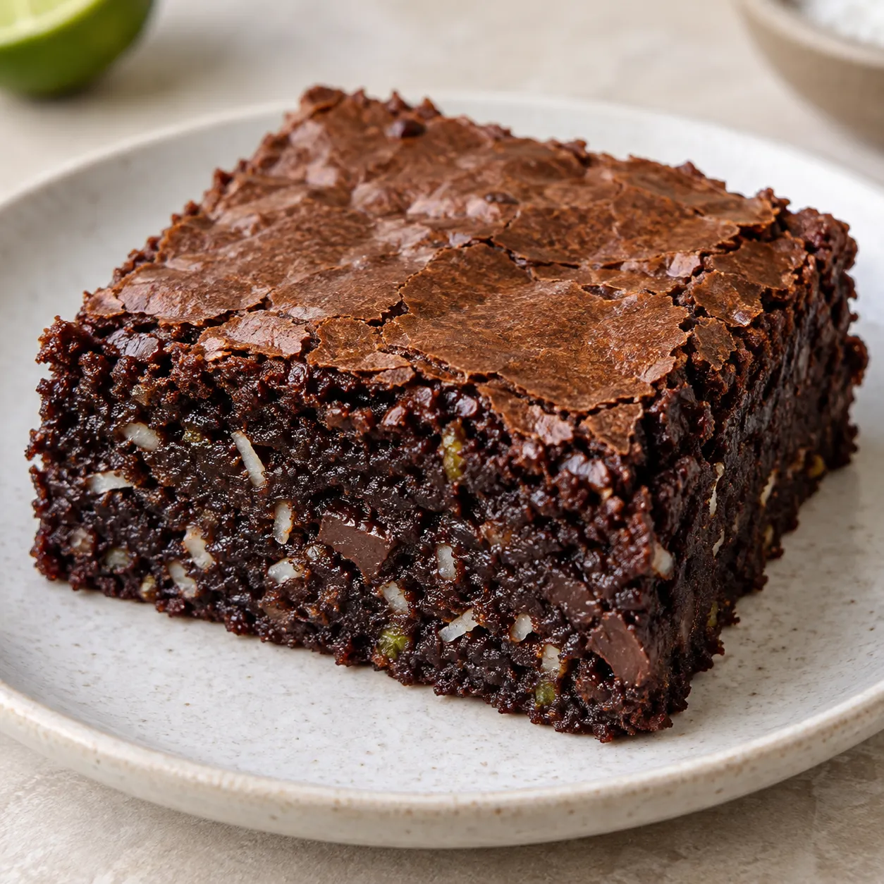 Brownies with coconut and lime — dark chocolate