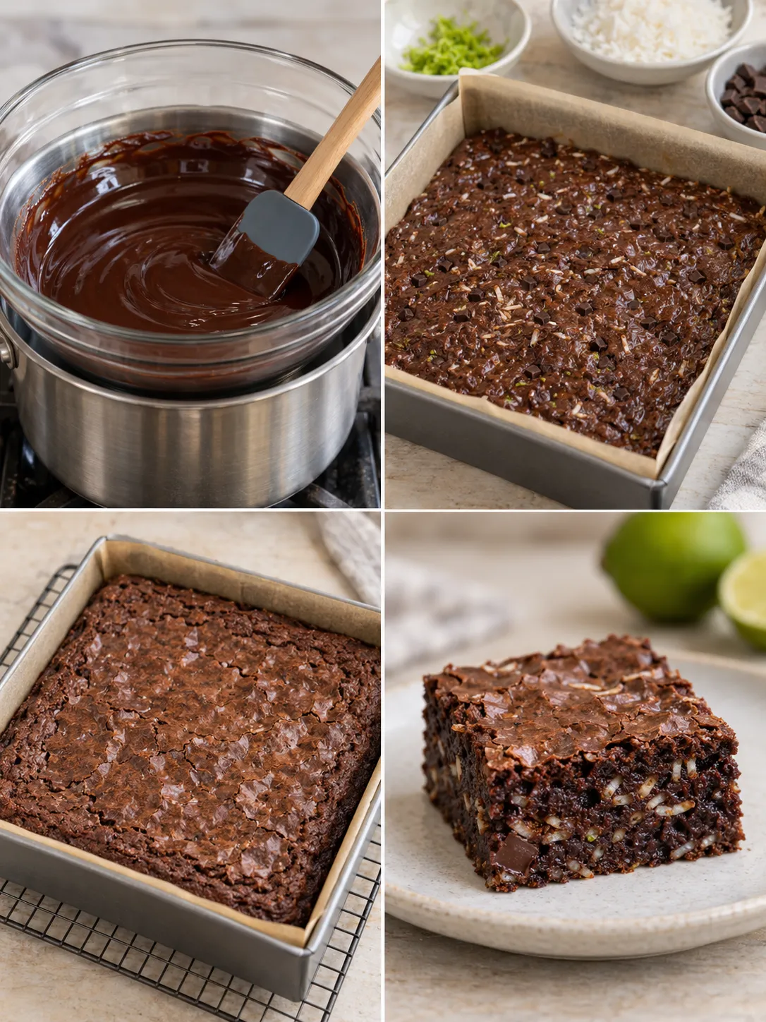 Brownies with coconut and lime — dark chocolate