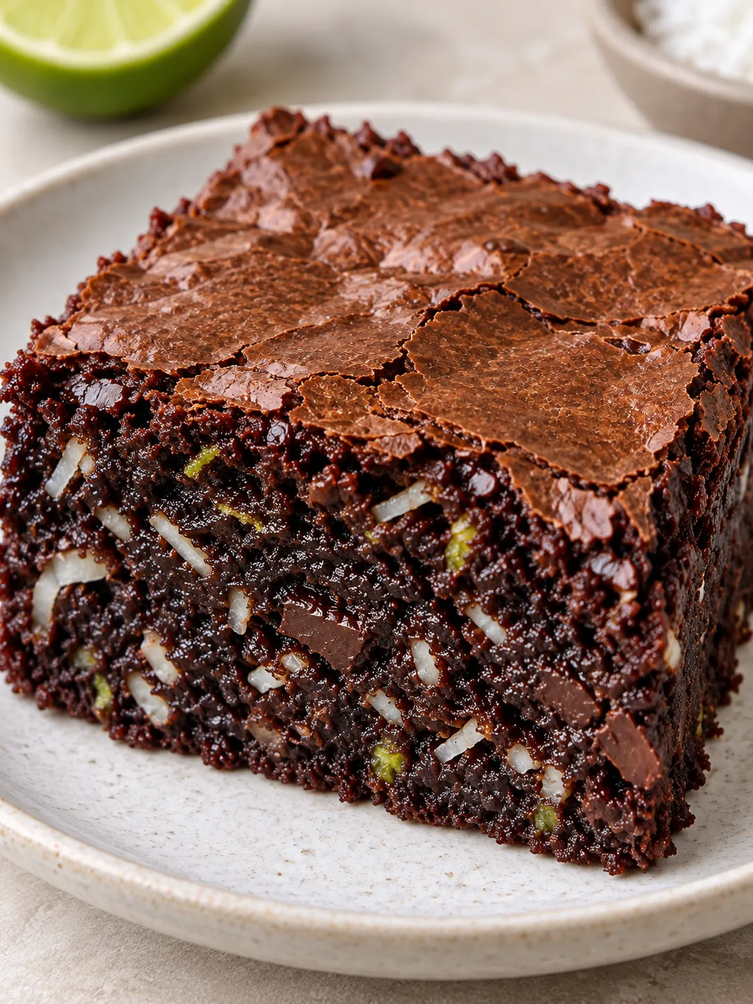 Brownies with coconut and lime — dark chocolate