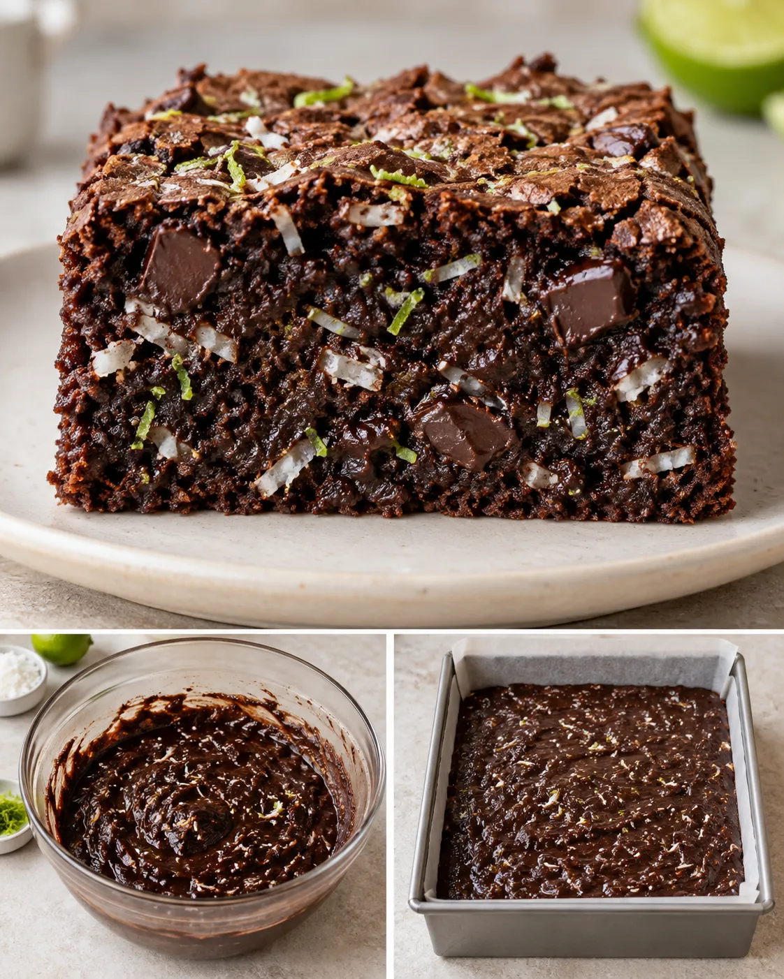 Brownies with coconut and lime — dark chocolate