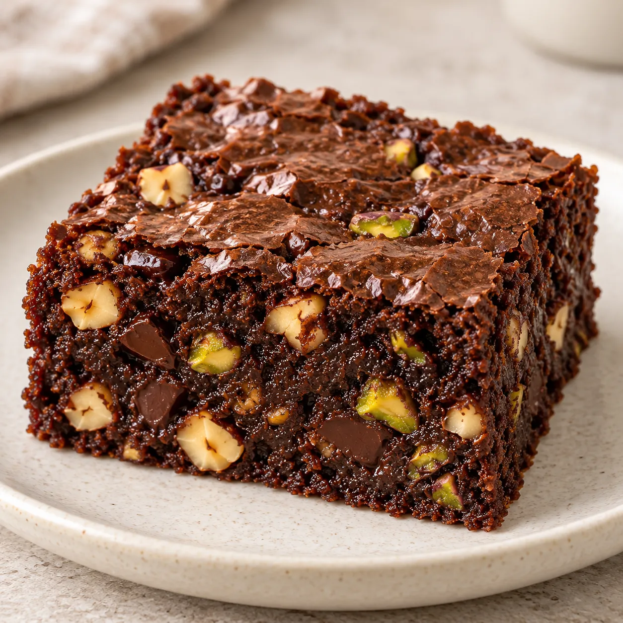 Brownies with chocolate and hazelnuts — pistachios