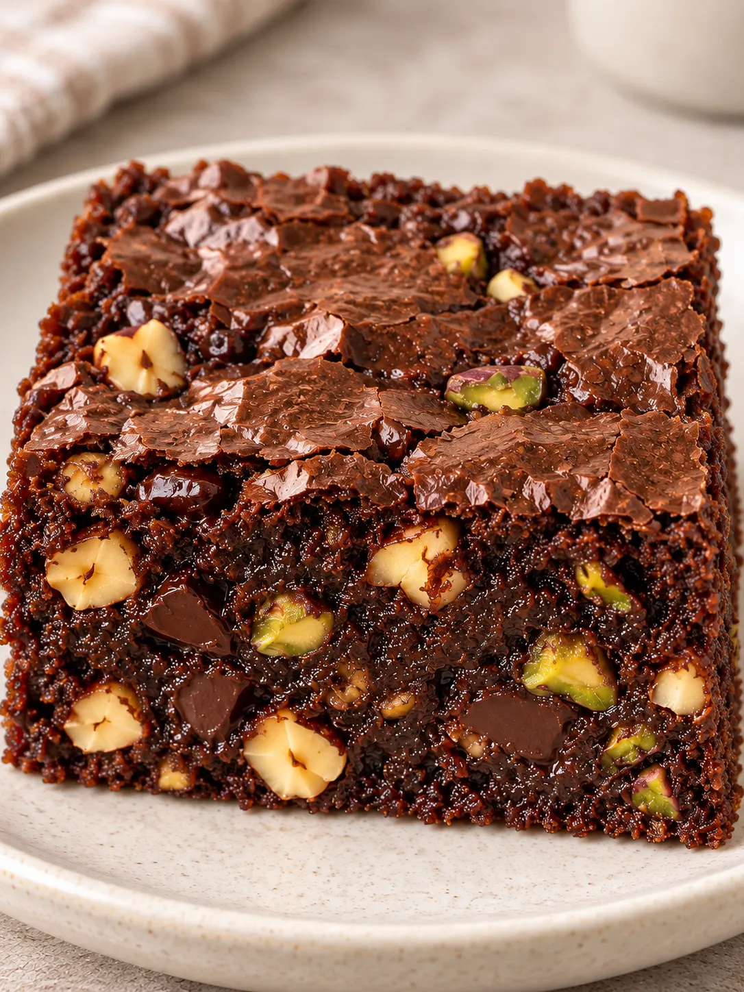 Brownies with chocolate and hazelnuts — pistachios