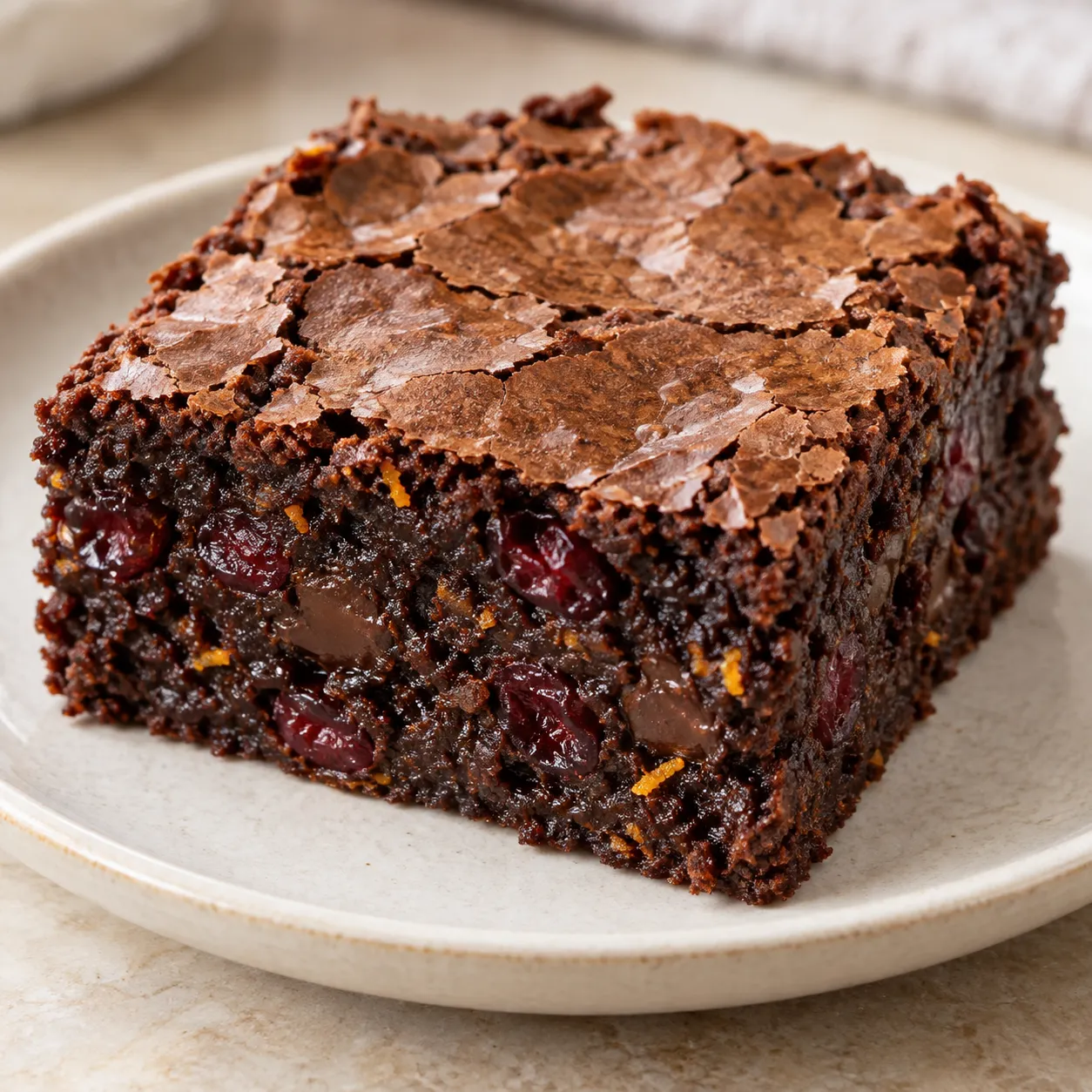 Brownies with cranberries and orange — dark chocolate