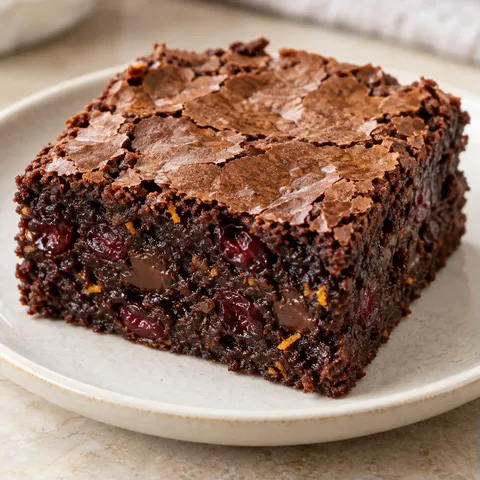 Brownies with cranberries and orange — dark chocolate