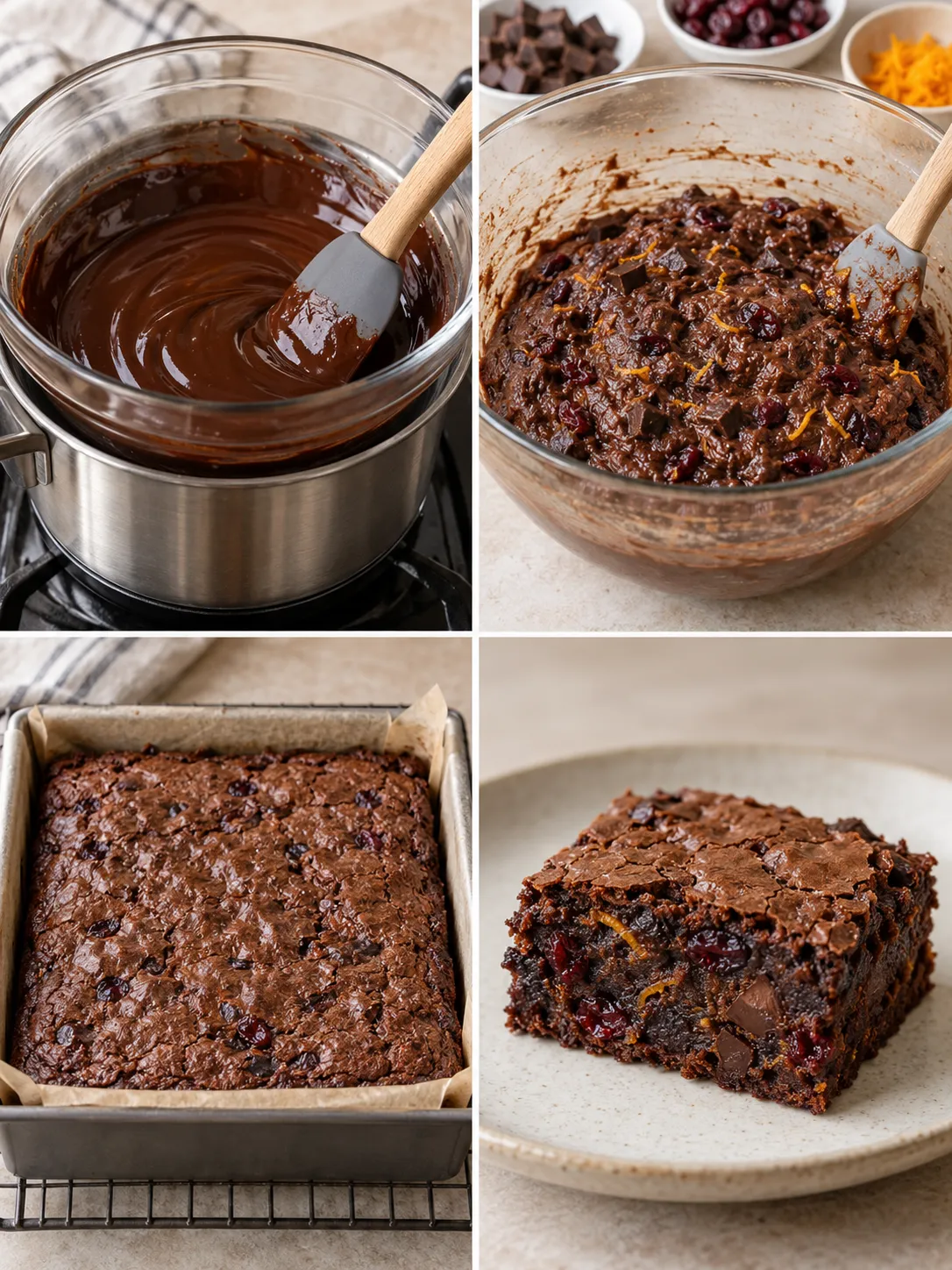 Brownies with cranberries and orange — dark chocolate