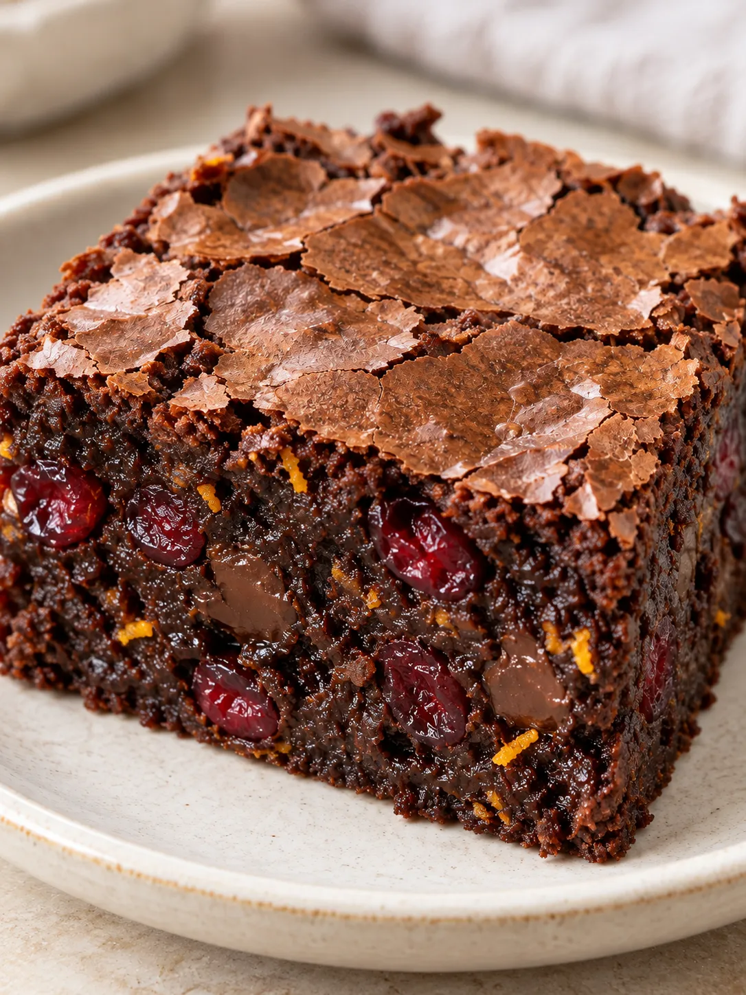 Brownies with cranberries and orange — dark chocolate