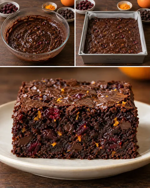 Brownies with cranberries and orange — dark chocolate