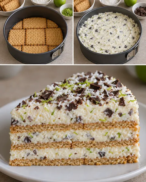 No-bake biscuit cake with coconut and lime — dark chocolate