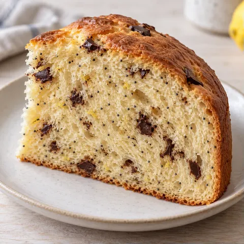 Sweet yeast cake with lemon and poppy seeds — dark chocolate