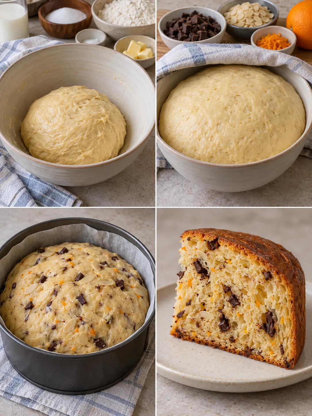 Sweet yeast cake with orange and almonds — dark chocolate