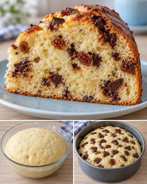 Sweet yeast cake with vanilla and raisins — dark chocolate